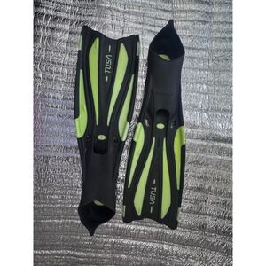 TUSA Solla Full Foot Scuba Diving Snorkeling Fins Black Lime Green XL 12-13